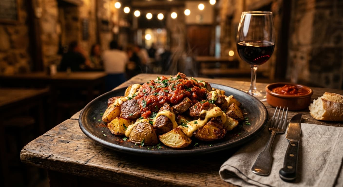 Spanish Patatas Bravas with Veal