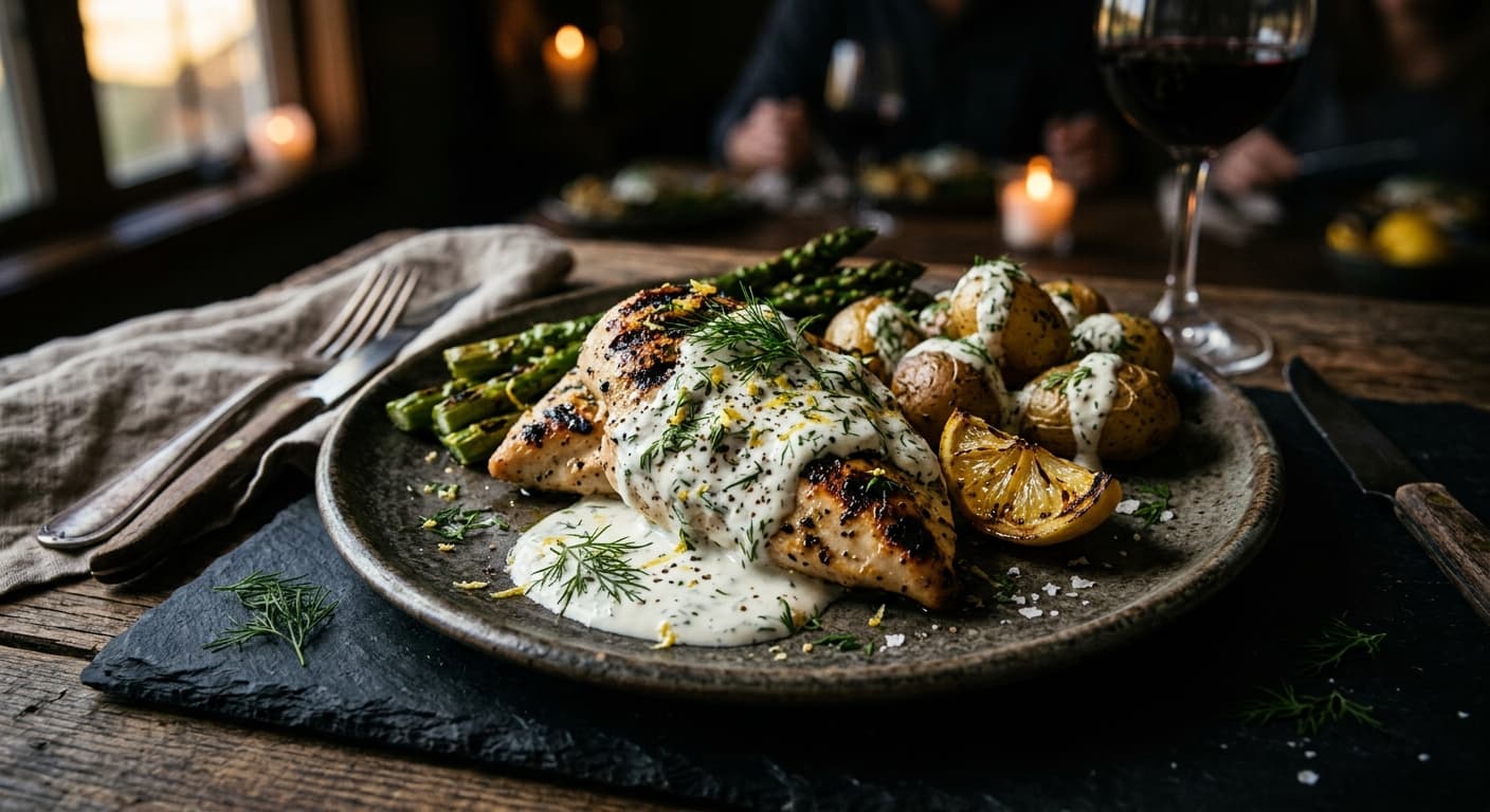 Grilled Chicken with Dill Sauce