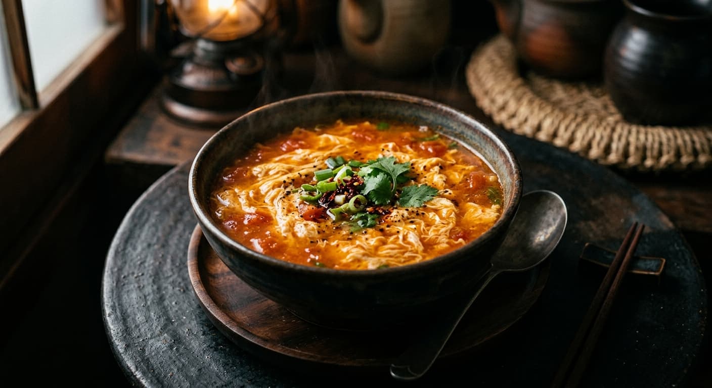 Spicy Tomato Egg Drop Soup