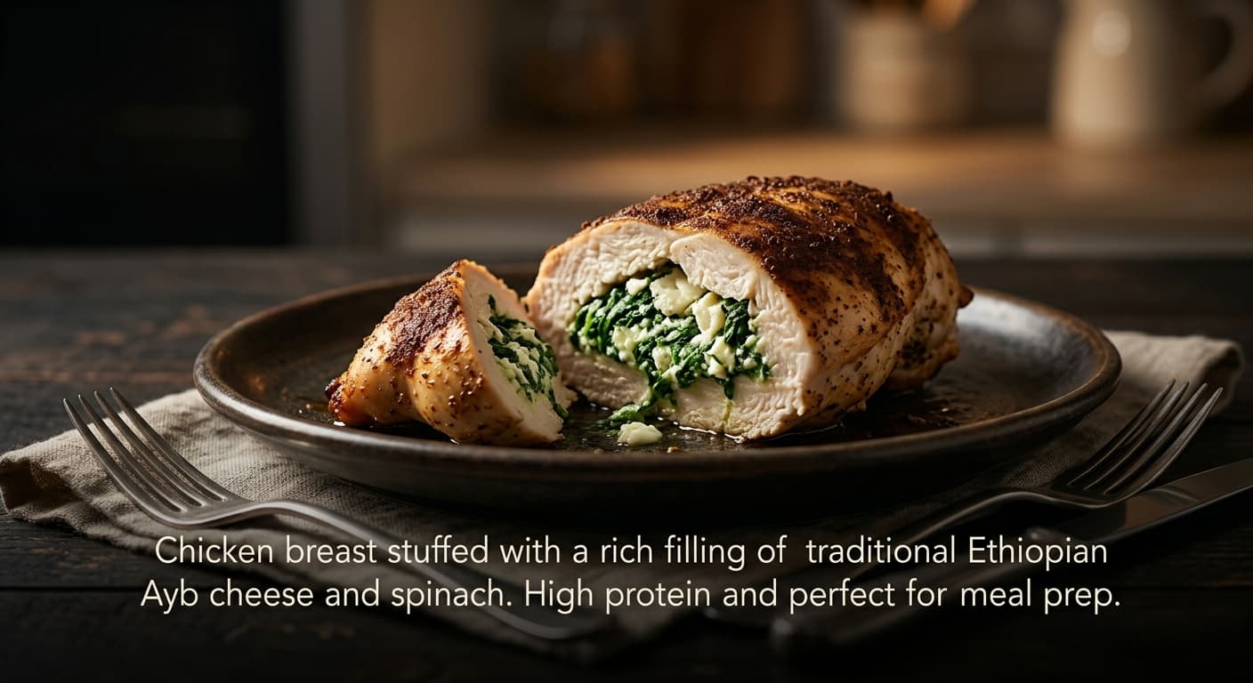 Ethiopian Ayb & Spinach Stuffed Chicken