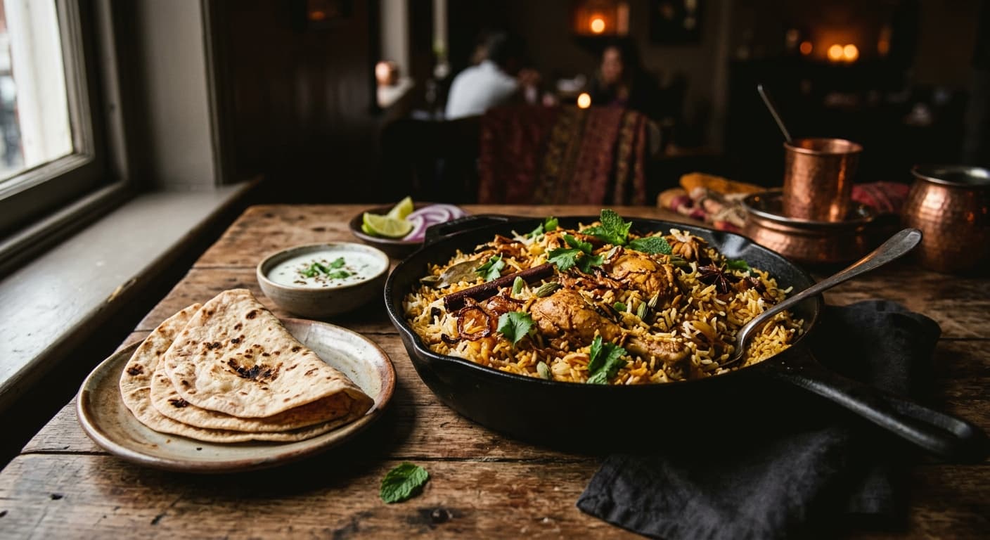 Chicken Biryani with Flatbread (Restaurant)